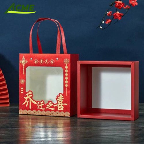 Wholesale customized pull-out two-color cardboard portable gift box