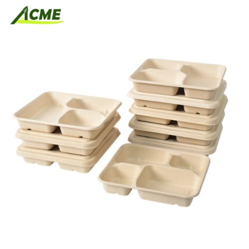 ACME577 Degradable lunchbox Disposable rice bowl environment-friendly takeout single double box transparent lid light salad lunchbox