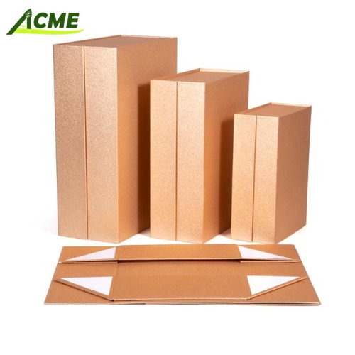  Custom Folding Rose Gold Luxury Ribbon Magnetic Gift Packaging Box With Lid Cardboard Foldable