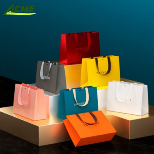 Wholesale Custom Logo Multi Color Tote Packaging Bag Clothes Shoes Paper Gift Bag