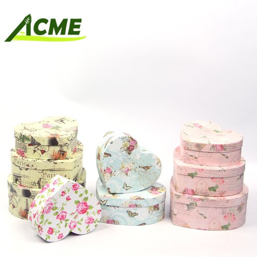 Wholesale three piece set luxury supplier Valentine's Day floral pattern cardboard flower box for packing in stock