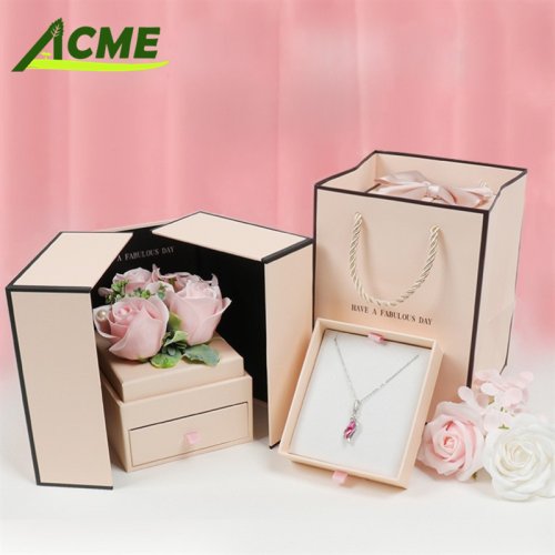 2025 New Jewelry Box Valentine's Day Gift Box Eid Double Door Gift Box with Everlasting Flowers