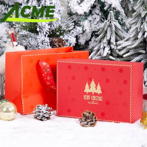 Wholesale Custom Color Folding Christmas Gift Paper Box with Bow Tie Ribbon New Design for Food and Perfume Packaging