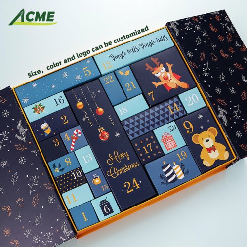 Wholesale Modern 24 Days Countdown Design Christmas Calendar Paper Box Custom Essential Oil Gifts with Matte Lamination Finish