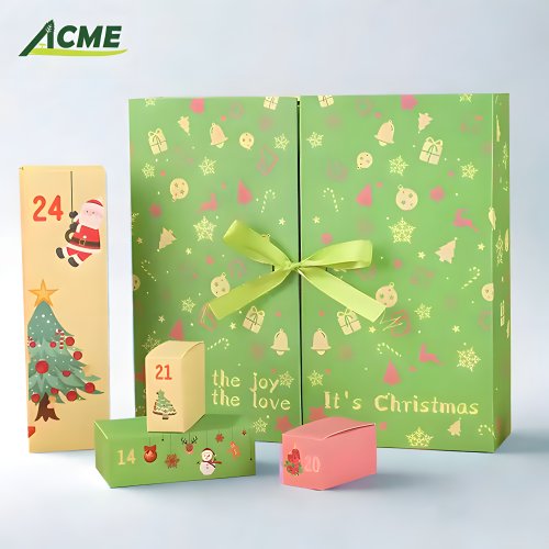 Wholesale Custom Christmas Calendar Paper Box 24 Days Countdown Design for Gifts